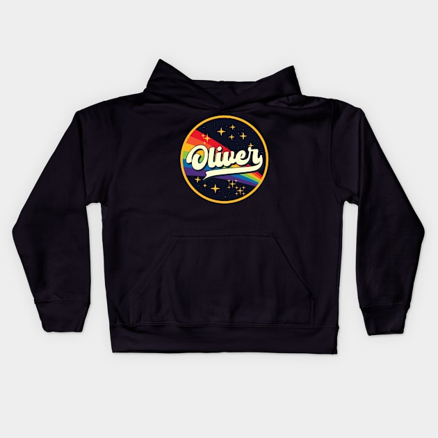 Oliver // Rainbow In Space Vintage Style Kids Hoodie by LMW Art